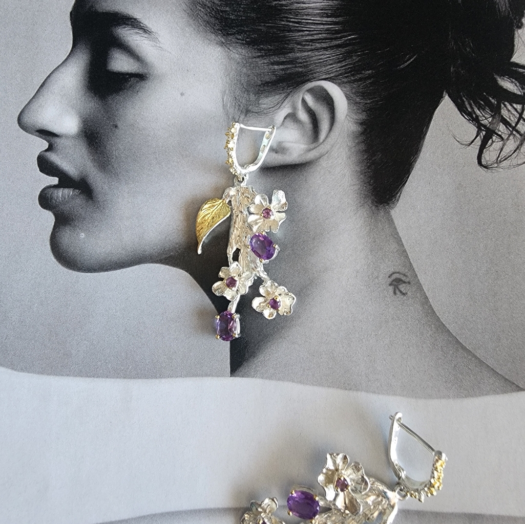 Sterling Silver Amethyst Earrings.. Simply Gorgeous.